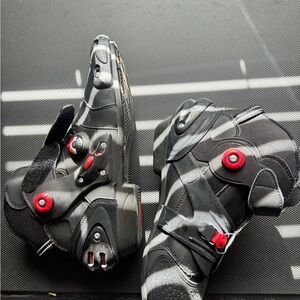 Men's Black Performance motorcycle Shoes with Red Accents
